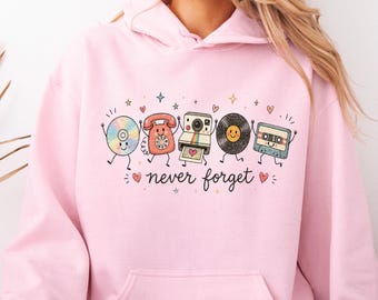 Retro 90 s Hoodie, Cassette Camera Tee, retro Phone T-Shirt, Never Forget Shirt, 90s Vintage tee