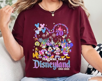 Camiseta del 70.º aniversario de Disney Magic, Camiseta de viaje familiar a Disneyland, Camiseta de aniversario de Disneyland, Camiseta de 70 años de magia 653357