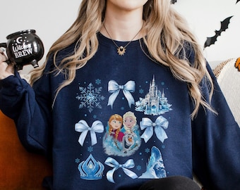Sweat-shirt coquette La Reine des neiges Disney, sweat-shirt Princesse Elsa, sweat à capuche coquette Elsa, sweat à capuche voyage filles Disney, col ras du cou Elsa Anna Olaf 653951
