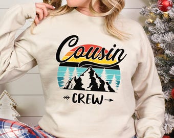 Sudadera retro Cousin Crew Mountain, sudadera Cousins para acampar en la montaña, sudadera Cousins para amantes del senderismo, sudadera Cousins para viajes de fin de semana, cuello redondo 653481
