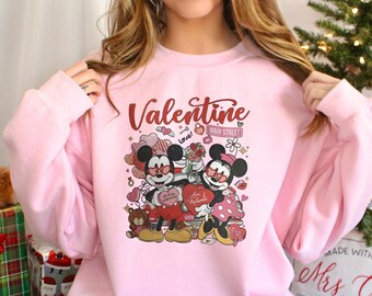 Sudadera vintage de Mickey y Minnie para San Valentín, sudadera Disney para San Valentín, sudadera de cuello redondo a juego para parejas Disney, sudadera con capucha Love 652480
