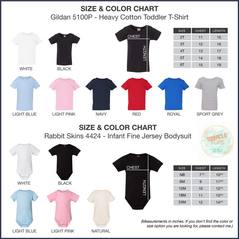 the sizes and colors of a t - shirt