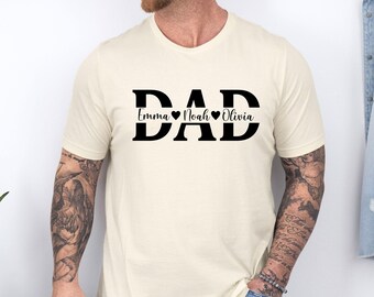 Custom Dad T-shirt With Kids Names, Personalized Dad Shirt, New Daddy Gift