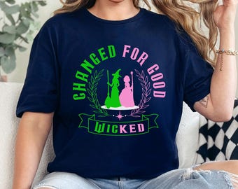 Camiseta de Wicked Change For Good, camiseta de varita mágica de Defy Gravity Broomstick, camiseta de fan de películas de magos, camiseta de fan del musical Wicked 654467