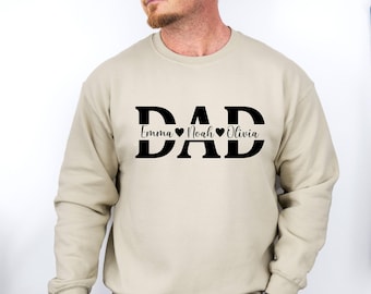 Personalized Dad Sweatshirt, Custom Name Family Hoodie, New Dad Outfit With Kids Names