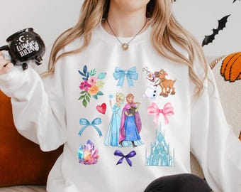 Sweat-shirt La Reine des neiges Elsa Anna, sweat-shirt coquette princesse Elsa, voyage entre filles Disney, sweat à capuche coquette La Reine des neiges, col ras du cou Olaf La Reine des neiges 653902