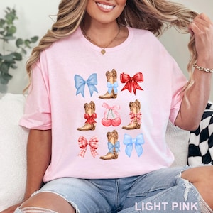 Coquette Cowboy Shirt, Western Cowgirl Shirt, Country Girl Shirt, Cowboy Boots Shirt, Cowgirl Shirt, Bow Shirt for Women 653308