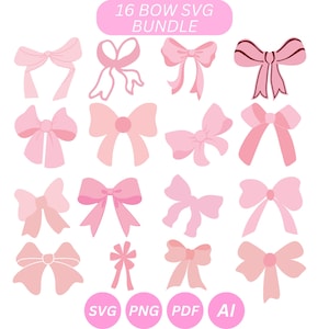 Bow SVG Bundle \ Ribbon Bow bundle \ Bow Cut Files \ Ribbon Clipart \ Bow SVG \ Ribbon Svg \ Pink Bow Svg \ Coquette Bow Svg \ Hair bow SVG