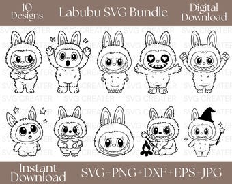 Labubu SVG Bundle \ Labubu Cut Files \ Cute Labubu SVG \ Labubu Sticker Svg\Labubu T-shirt \ Happy Labubu Svg \Labubu Themed Svg\ Labubu Svg