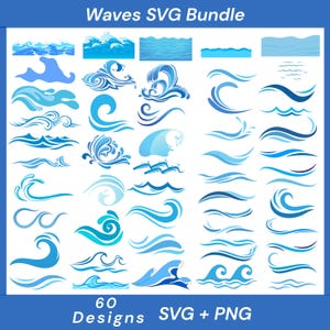 Ocean Waves SVG Bundle: Nautical Clipart, Wave Cut Files (Digital Download)