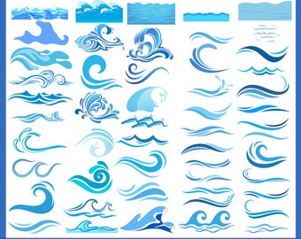 Ocean Waves SVG Bundle: Nautical Clipart, Wave Cut Files (Digital Download)