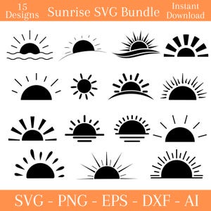 Sunrise SVG Bundle \ Sunrise Cut Files \ Sunset SVG \ Sunshine Wave SVG \ Sunrise Clipart \ Sunset Silhouette \ Sun Svg  Files For Cricut