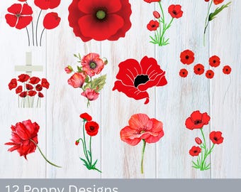 Poppy SVG Bundle \ Poppy Cut Files \ Anzac Day Poppy  \ Poppy Clipart \ Remembrance Day Svg \ Lest we forget \ Poppy Flower Svg \ Poppy SVG
