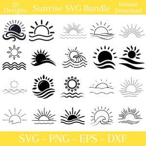 Sunrise SVG Bundle \ Sunrise Cut Files \ Sunset SVG \ Sunshine Wave SVG \ Sunrise Clipart \ Sunset Silhouette \ Sun Svg  Files For Cricut