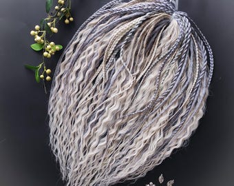 Zilveren en blond gemengde set van 22-24" DE synthetische gehaakte dreadlocks, Senegalese twists, vlechten en gevreesde krullen