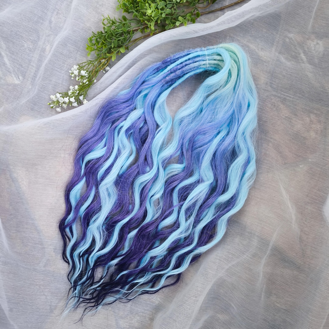Blue Iris BRUSHABLE Synthetic DE Curls (regular Dreaded, Braided Middle ...