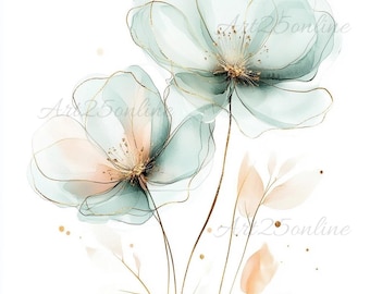 5 Abstract Flowers Clipart Pink Gold Flower Flowers by Art25online