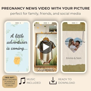 Pregnancy Announcement Animated Video with your Photo & Music, Free Customization for Baby Announcement Video, Pregnancy Social Media Reveal