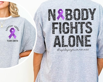 Personalized Epilepsy Awareness Family Matching Shirt, Custom Epilepsy Support Shirt, I Wear Purple Shirt, Epilepsy Purple Ribbon Tee