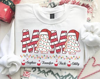 Custom Christmas Mama Sweatshirt, Personalized Mama Xmas, Christmas Mom, Coquette Bow Christmas Mama,Christmas Gift,Christmas Gift For Mama