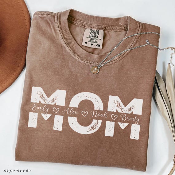Comfort Colors® Custom Mom Shirt, Personalized Mama Gift, Mother's Day Gift, Custom Name Shirt, Children Name Mom Shirt