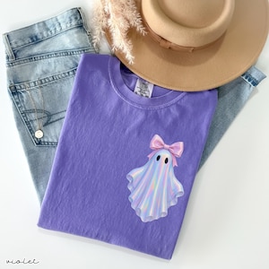 Shimmering Ghost Shirt, Iridescent Ghost Tee, Comfort Colors Glittery Spooky Season Tee, Pastel Halloween T-Shirt