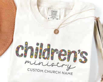 Personalized Children's Ministry Shirt, Custom Christian Tee, Church Staff T-Shirt, Doodle Womens Ministry Shirt, Youth Worship Tee