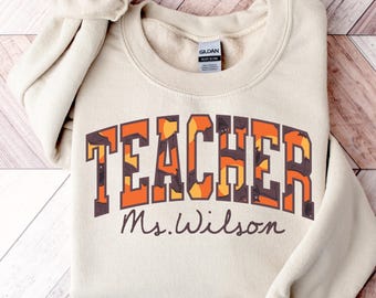Custom Halloween Teacher Sweatshirt, Teacher Shirt, Halloween Personalized Teacher Shirt, Halloween Shirt, Gift for Teacher