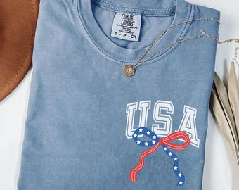 Comfort Colors America Fourth of July Shirt, 4th Of July Party Shirt, USA Flag Shirt, Memorial Day Shirt, USA Women's Shirt