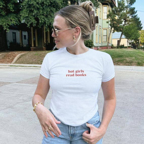 Hot Girls Read Books Baby Tee, Book Lover Shirt, Gift for Bookworm, Book Nerd Gift, Teacher Shirt, Funny Shirt for Librarian