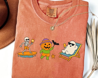 Summerween Ghost Pumpkin Shirt, Halloween Ghost Shirts, Spooky Summer, Halloween Crewneck, Comfort Colors Halloween Tshirt, Spooky Season