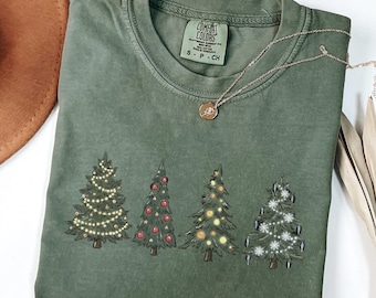 Christmas Tree Shirt, Comfort Colors Christmas Tee, Cozy Christmas Gift, Christmas Crewneck, Holiday Sweaters for Women, Winter Tee