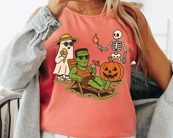 Comfort Colors® Summerween Tank Top, Halloween Beach Gift, Summerween Tshirt, Holiday Tank Top, Wife Tank Top, Funny Summer-ween Tshirt
