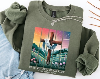 Christian Shirt Jesus Easter Shirt, He is Not Here, He Has Risen Sweatshirt, Easter Shirt, Jesus Christian Easter, Bunny Shirt, Faith Shirt