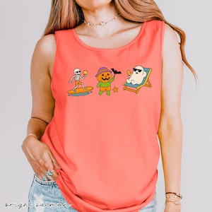 Comfort Colors® Summerween Tank Top, Halloween Beach Gift, Summerween Tshirt, Holiday Tank Top, Wife Tank Top, Funny Summer-ween Tshirt