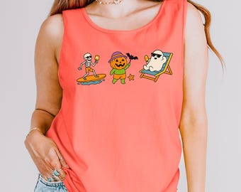 Comfort Colors® Summerween Tank Top, Halloween Beach Gift, Summerween Tshirt, Holiday Tank Top, Wife Tank Top, Funny Summer-ween Tshirt
