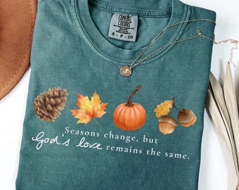 Comfort Colors® Fall Christian Shirt, Bible Verse Autumn Tee, Every Falling Leaf God’s Renewal Shirt, Religious Gift for Women Men