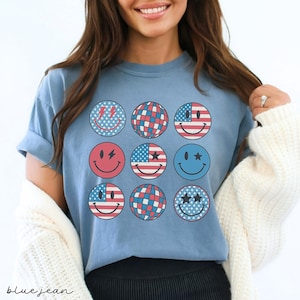 Comfort Colors® USA Shirt, 4th of July Shirt Women, Stars Stripes USA Flag Shirts, Red White Blue Shirts for Women, Patriotic Shirt