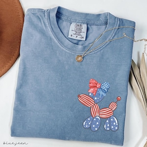 Comfort Colors® Coquette USA Shirt, 4th of July Shirt Women, Stars Stripes USA Flag Shirts, Red White Blue, Floral Patriotic Shirt