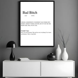 Bold Inspirational Canvas Wall Art, Motivational Home Decor, Bad Bitch Quote, Empowering Gift for Women, Strong Independent Art