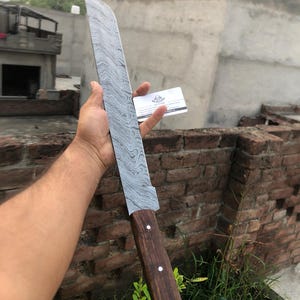 Handmade Damascus Steel Machete | Full Tang Custom Outdoor Knife  | Decorative Camping Machete  | Collectible Outdoor Blade | Gift For Him
