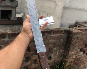 Handmade Damascus Steel Machete | Full Tang Custom Outdoor Knife  | Decorative Camping Machete  | Collectible Outdoor Blade | Gift For Him