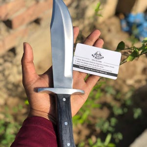 Handcrafted Carbon Steel Knife with Wood Handle & Leather Sheath | Collectible Gift for Him | Full Tang Display Blade | MD BLADES