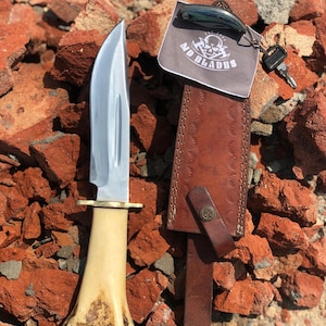 11” Handmade Steel Bowie Knife with Bone Handle | Decorative Knife for Men | Collectible Gift for Him | Anniversary Knife Decor