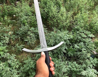 Handmade Damascus Steel Medieval Longsword - 36" Leather-Wrapped Handle & Sheath