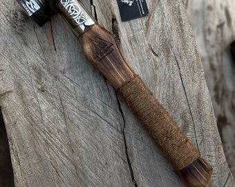 Handgesmede Viking-smeedhamer 18'' | Verzameldecor Noorse mythologie | Gegraveerd Noors Keltisch ontwerp | Perfect Vikingcadeau voor mannen