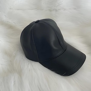 Black Leather Baseball Cap | Adjustable 100% Genuine Leather Hat | Unisex Leather Cap | Mens Leather Cap | Womens Leather Cap | Gift for him
