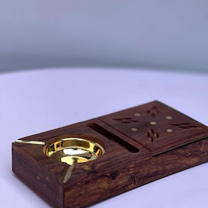 Posacenere in legno fatto a mano con intarsi in ottone personalizzati e scatola per sigarette opzionale - Regalo rustico per fumatori