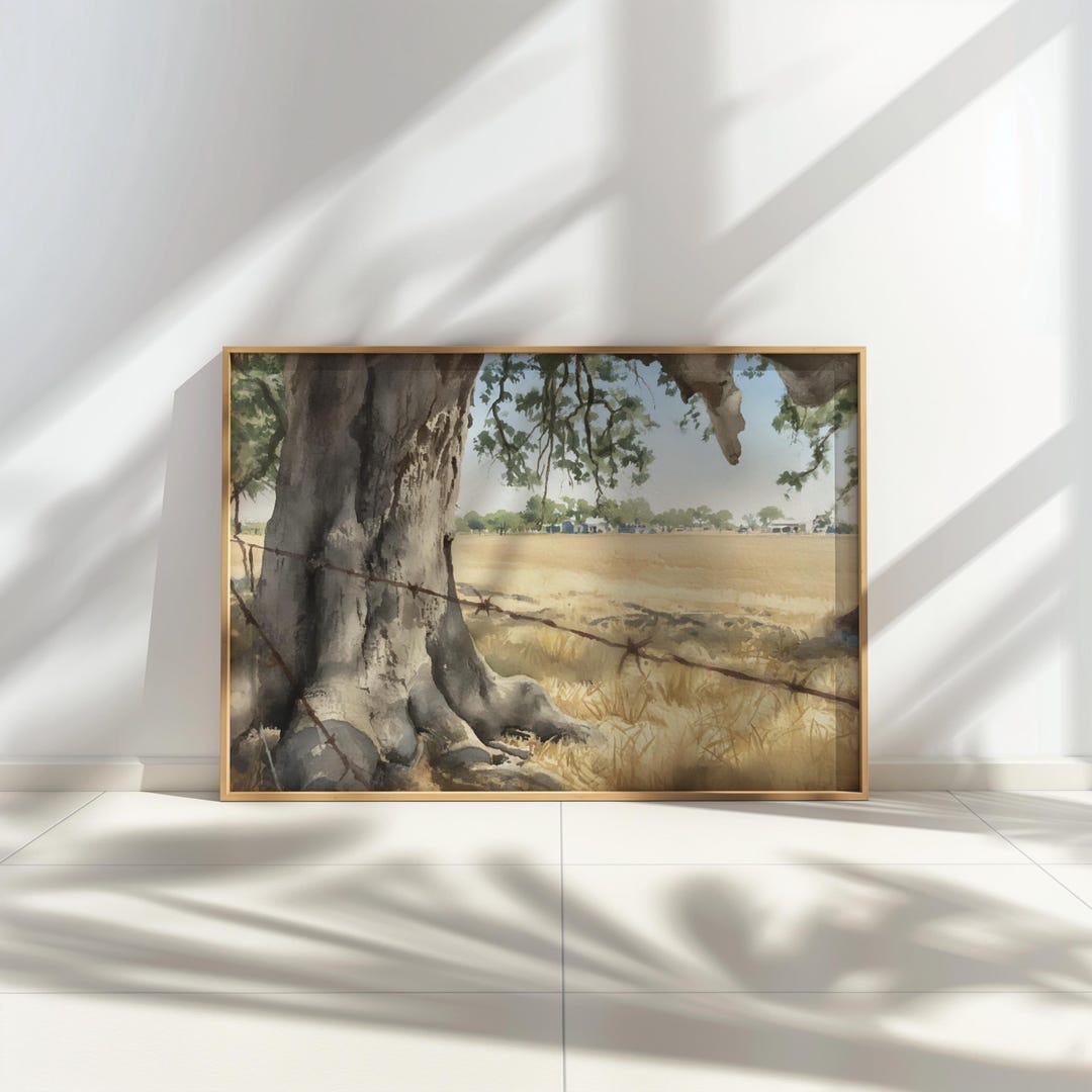 Oak Arkwork Watercolor Old Oak Tree Artwork | Farmhouse Landscape Wall Art ...