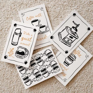 Ilustración lineal de café americano / Conjunto de 5 / Múltiples formatos / Descarga digital